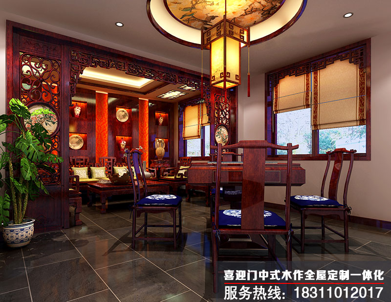 古典中式设计茶楼棋牌娱乐室布局