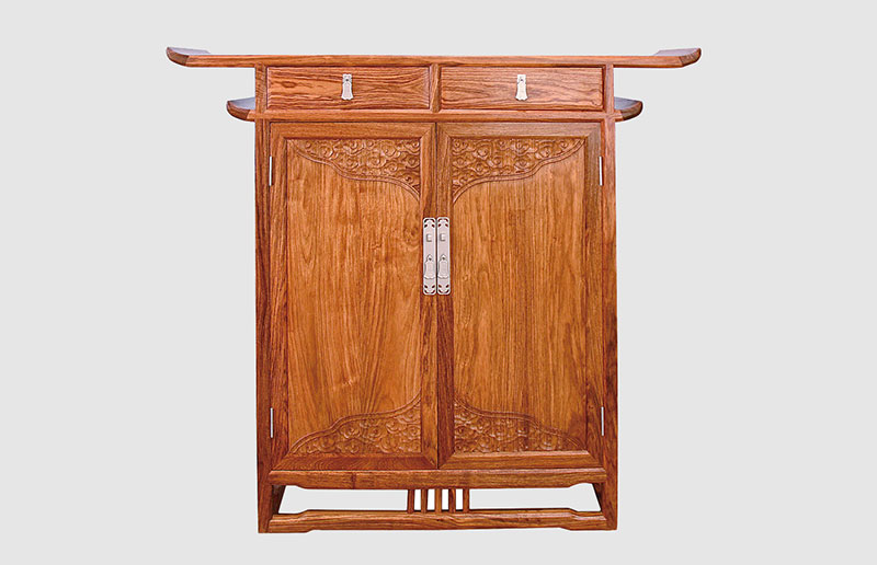 北京观云潮家庭中式装修实木玄关柜效果图