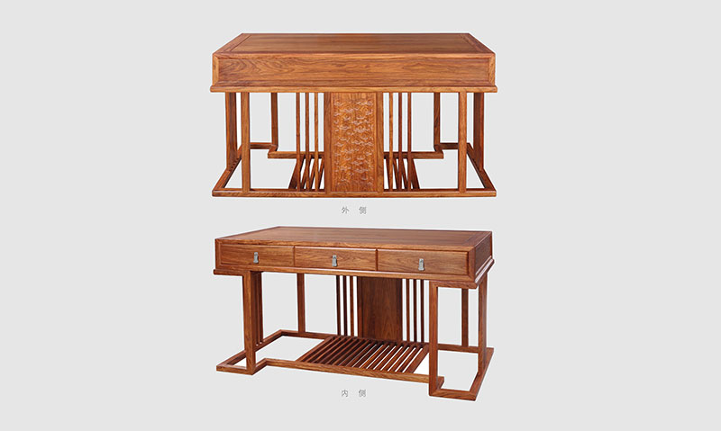 北京 别墅中式家居书房装修实木书桌效果图