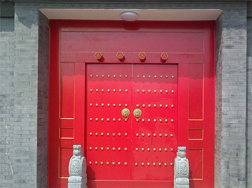 北京中国传统四合院系列朱红色中式木制大门木作