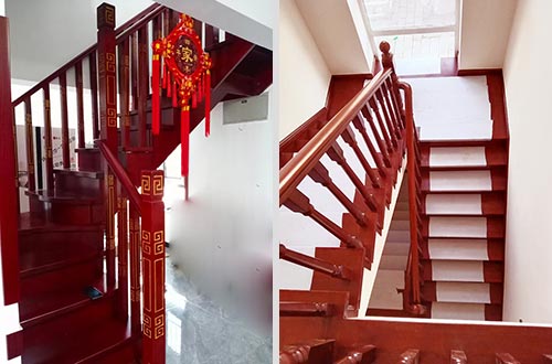 北京自建别墅中式实木楼梯全屋定制设计效果图